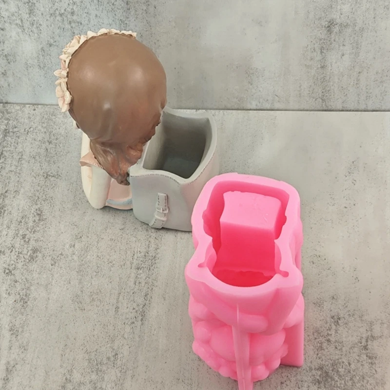 Girl Flower Pot Silicone Resin Mold Epoxy Resin Casting Succulent Pot Mould