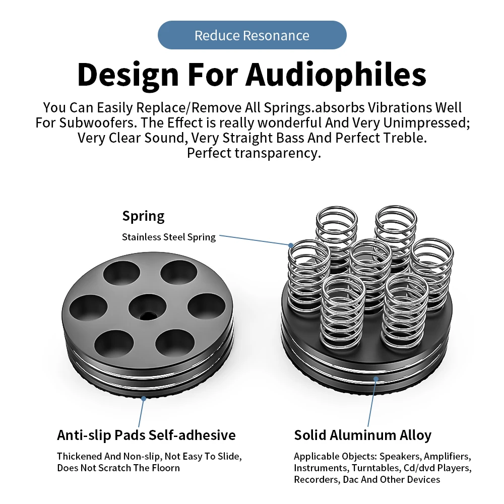 Audiophile shock spikes spring damping pad HIFI Stand Feet speaker spike audio CD amplifier foot pad single products weight 102g