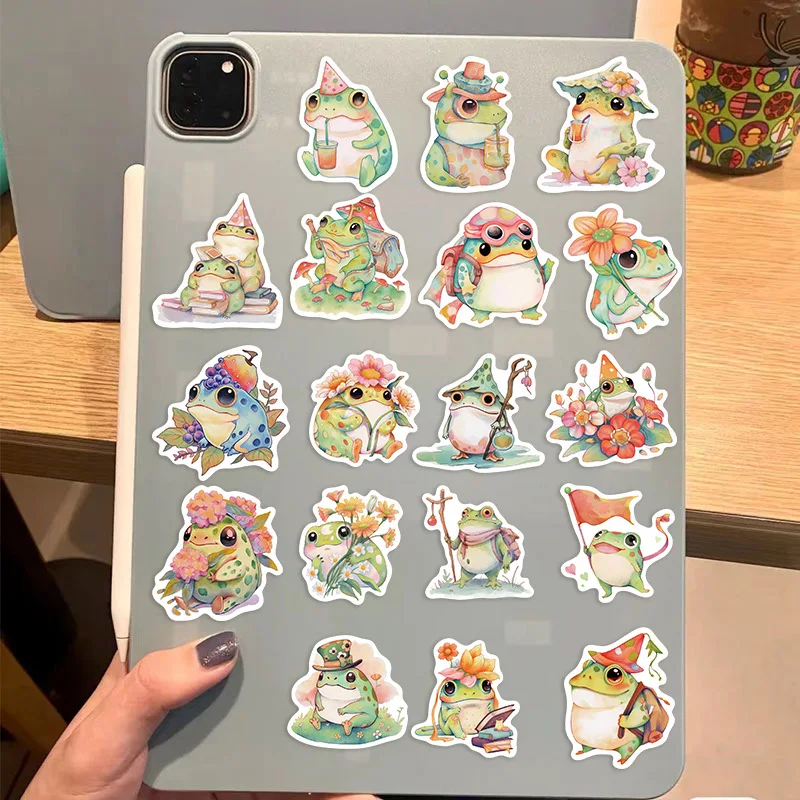 50Pcs Kawaii Frog Stickers Cute Fat Animal Decal Juice Frog Stickers Waterproof Vinyl for Water Bottle Laptop Skateboard