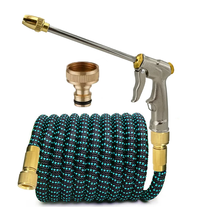 

Rubber Expandable Garden Hose Retractable No-Kink Leak-Proof Lightweight Design Durable Connectors Outdoor Watering Irrigation