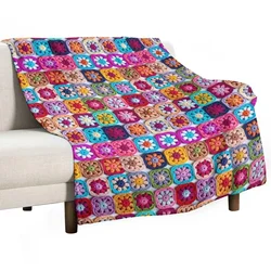 knitted background granny square Throw Blanket Nap funny gift Decorative Sofas Thins Blankets