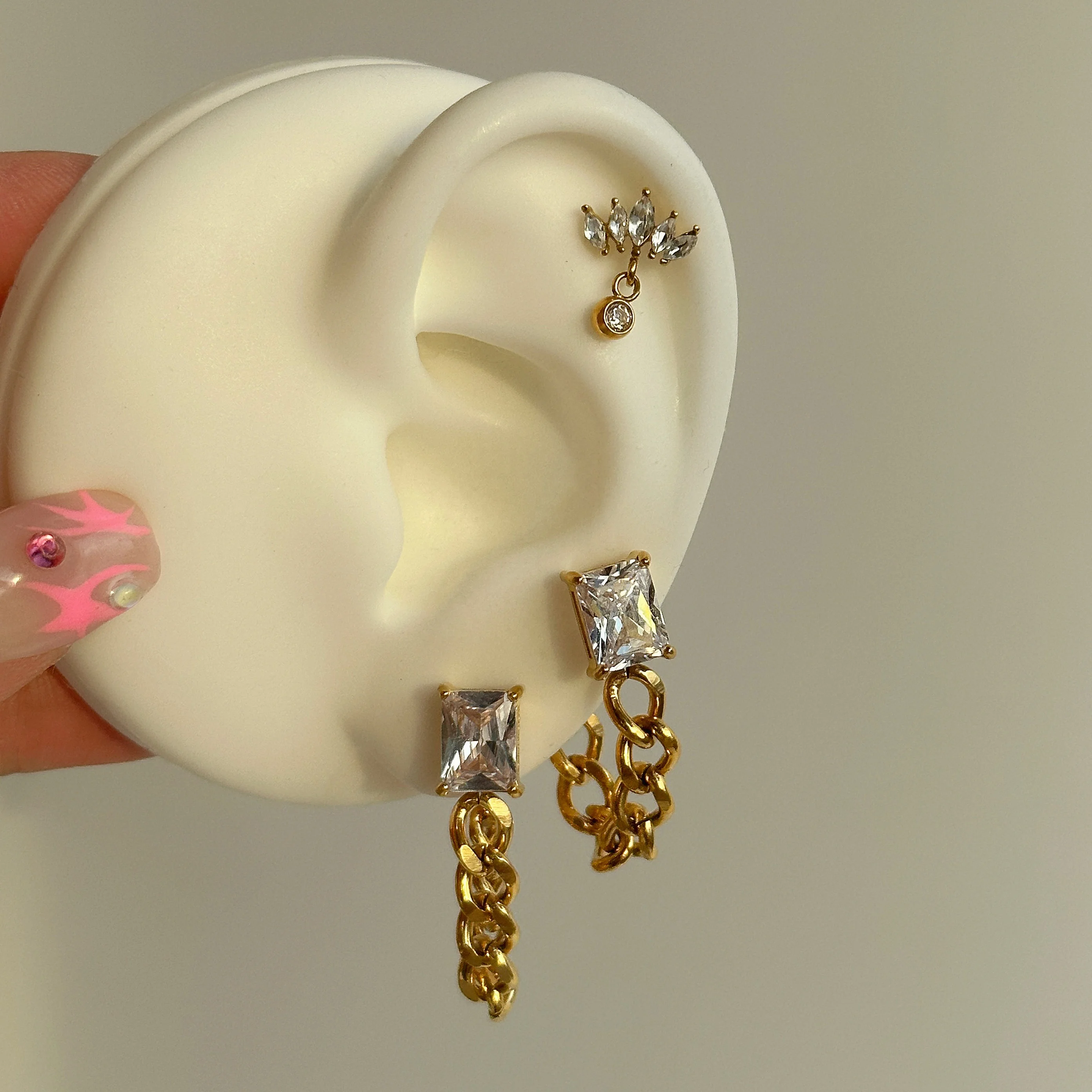 

DASEIN 2025 New Vintage Chain Design Zircon Pendant Earrings 18k Gold Plated Unique Hypoallergenic Stainless Steel Women Jewelry