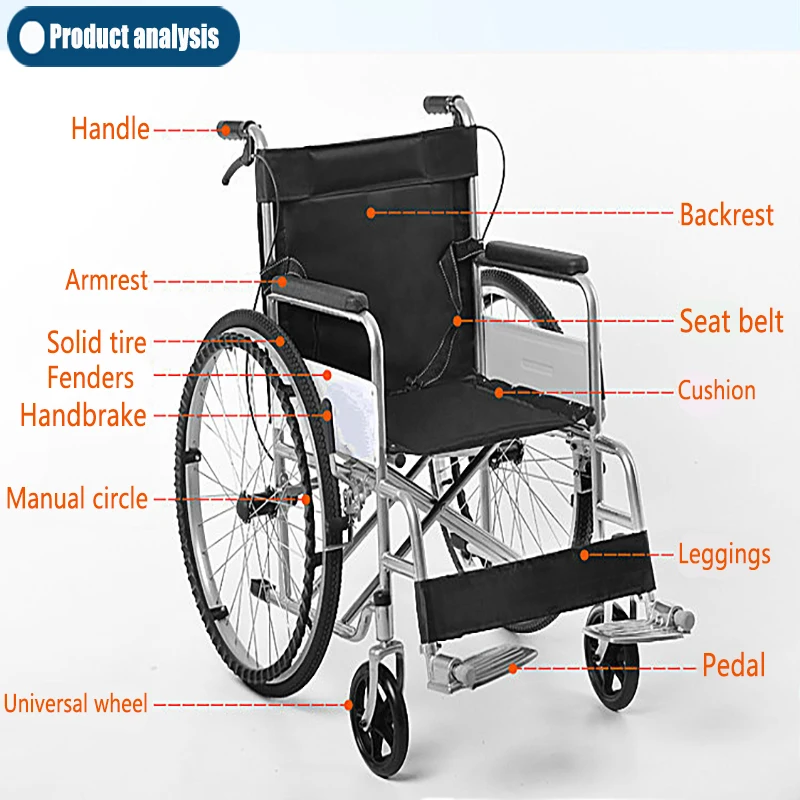 Medical Manual Cheap Foldable Lightweight Wheelchair Handicap Patients Disabled Wheel Chair