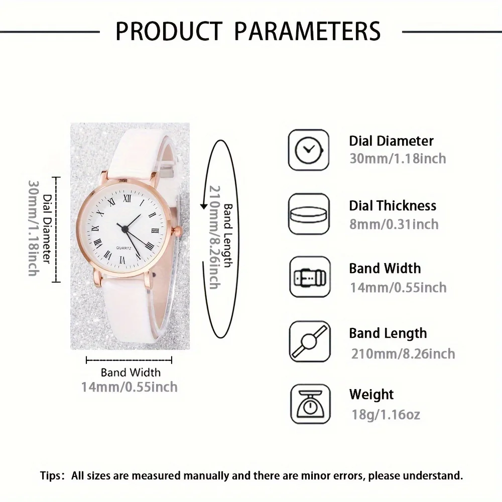 6pcs Simple Quartz Watches For Women White Pu Leather Wrist Watch With Butterfly Jewelry Set Great Gift For Her Mom Girlfriend