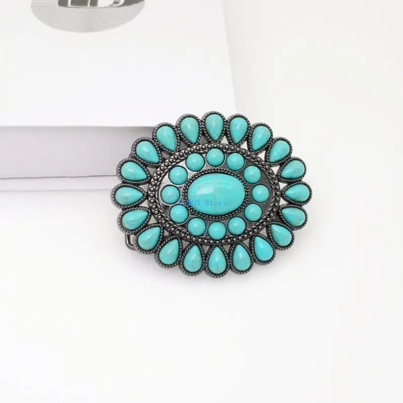 أبازيم معدنية باللون الفيروزي D0UD للأزياء ذات لمسة نهائية عتيقة رائعة لأحزمة جلد البولي يوريثان وإمدادات ديكور الأزياء