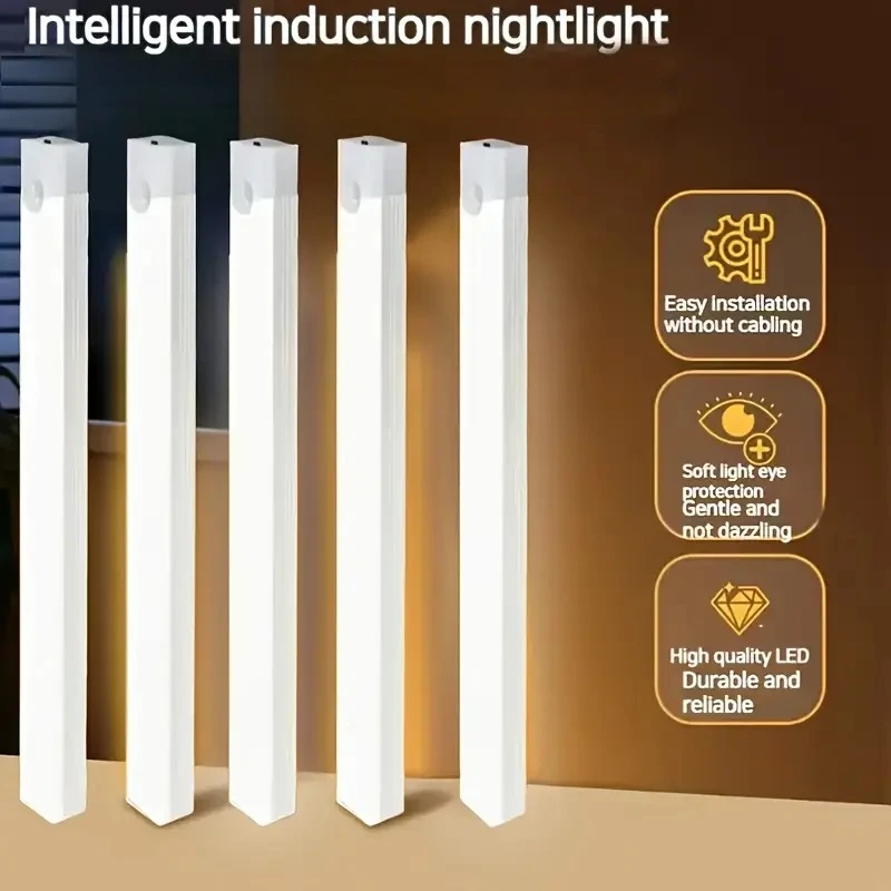 

Магнитный датчик движения, светодиодный светильник для шкафов, перезаряжаемый через USB для кухонного шкафа, спальни, коридора, освещение шкафа