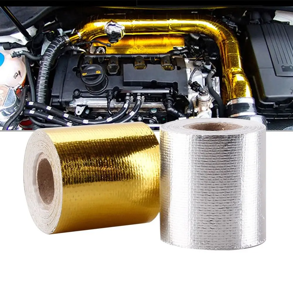 Gold Silver Aluminum Foil Exhaust Pipe Heat Insulation Wrapping Tape 5CM*5M Modification for Motorcycle Car Scooter Motorcross