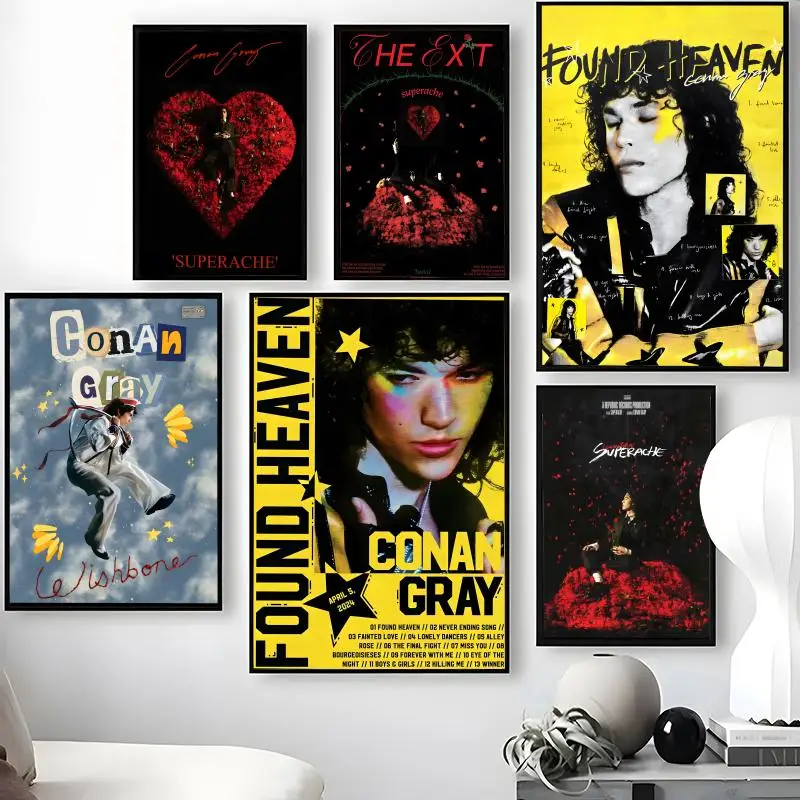 Singer C-Conan G-Grays Poster Waterproof Self-Stick Wall Art Stickers, Removable Wall Decor for Living Room and Bedroom