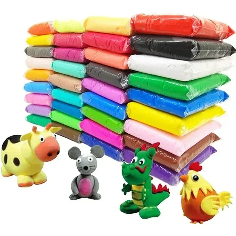 Argila clara do polímero para crianças, brinquedo macio macio do plasticine, modelagem Playdough, brinquedos slimes, criativo DIY, criança, 12 cores, 24 cores