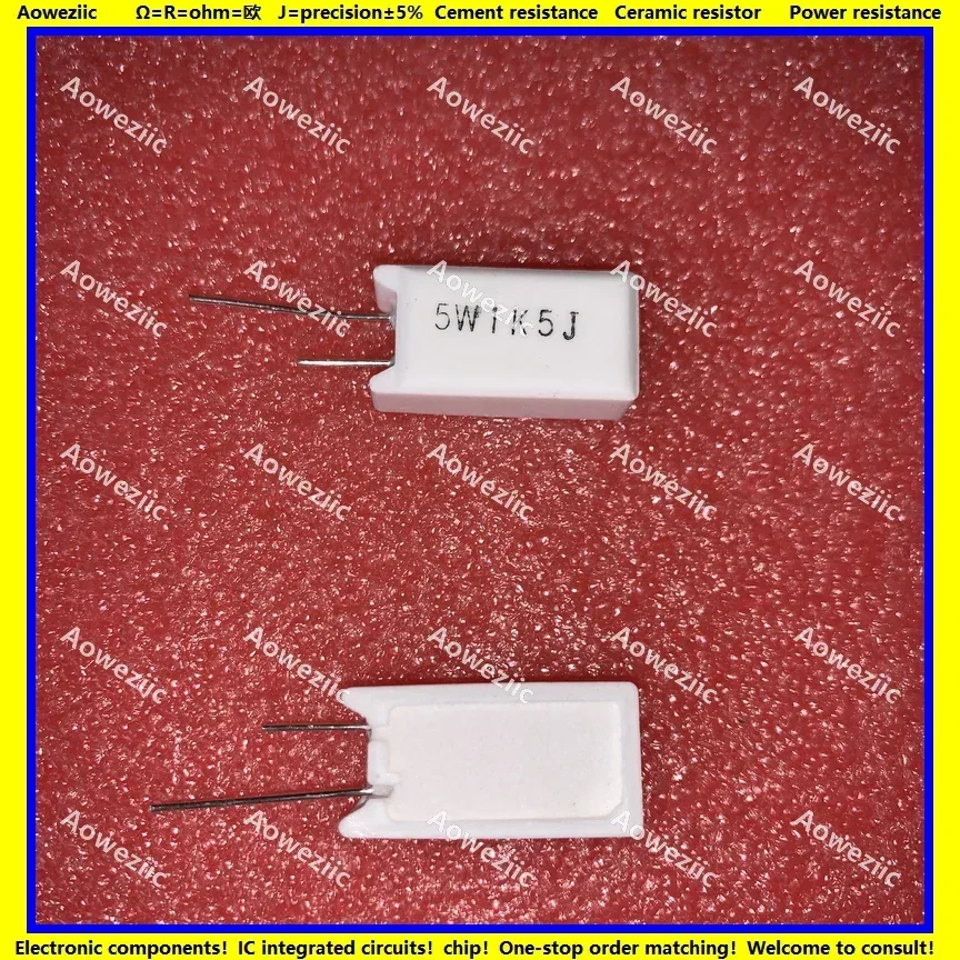 

10Pcs RX27-5 Vertical Cement Resistance 5W 1.5K ohm 1.5KR 1.5KRJ 5W1K5J 1.5KJ 5W 1K5J 5W 1500R Ceramic Resistance precision 5%