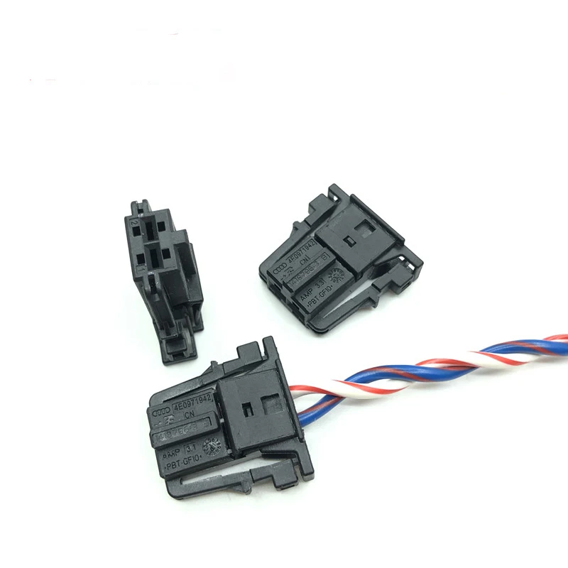 

2 Pin/Way TE AMP Audio Speaker Plug Connector Cable Wire Harness Pigtail For VW Audi 4E0 971 942 1418796-3 B