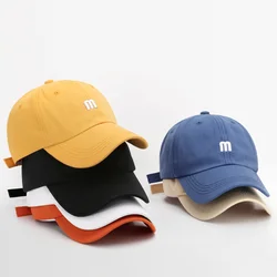 Minimalist 100% Cotton Baseball Cap Unisex Small Letter Embroidery Dad Hat Solid Color Adjustable Casual Cap
