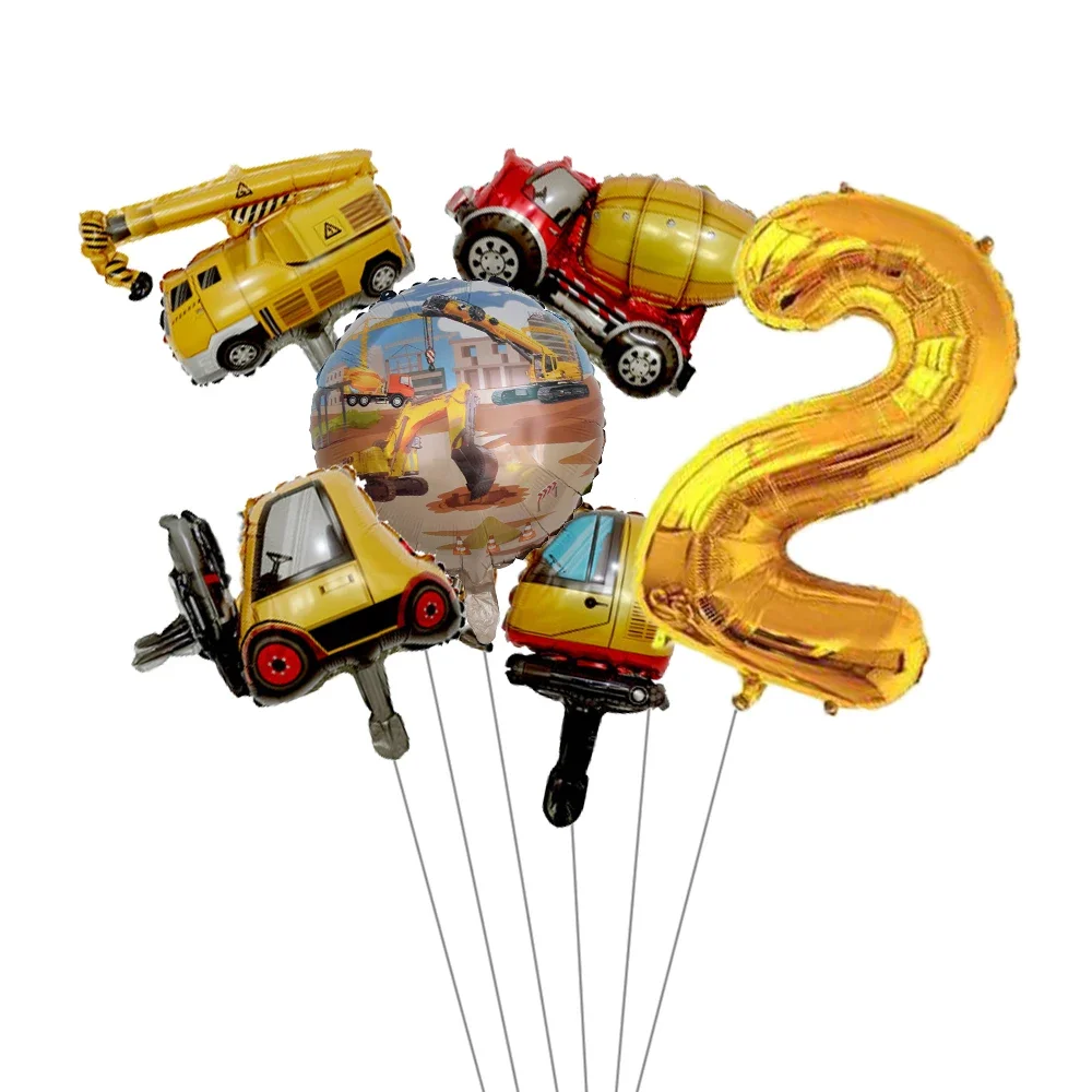 6pcs Mini Carton Vehicle Ballo - Heavy Equipment Birthday Theme ulasan dan harga