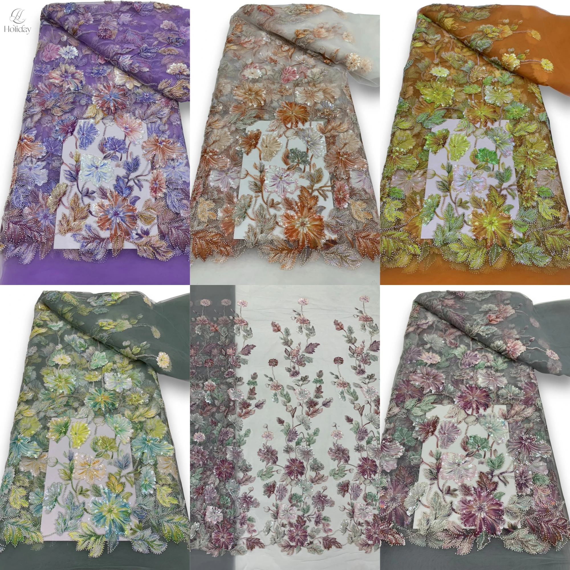 Venda quente tecido bordado de lantejoulas padrão floral brilho pano para vestido de noite diy material tecido de renda