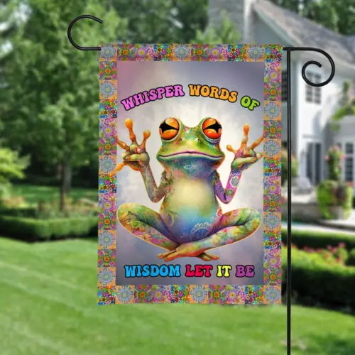 Hippie Frog Peace Sign Flag, Funny Frog Hippie Let It Be Flag, Hippie Peace Flag ZZU hhz