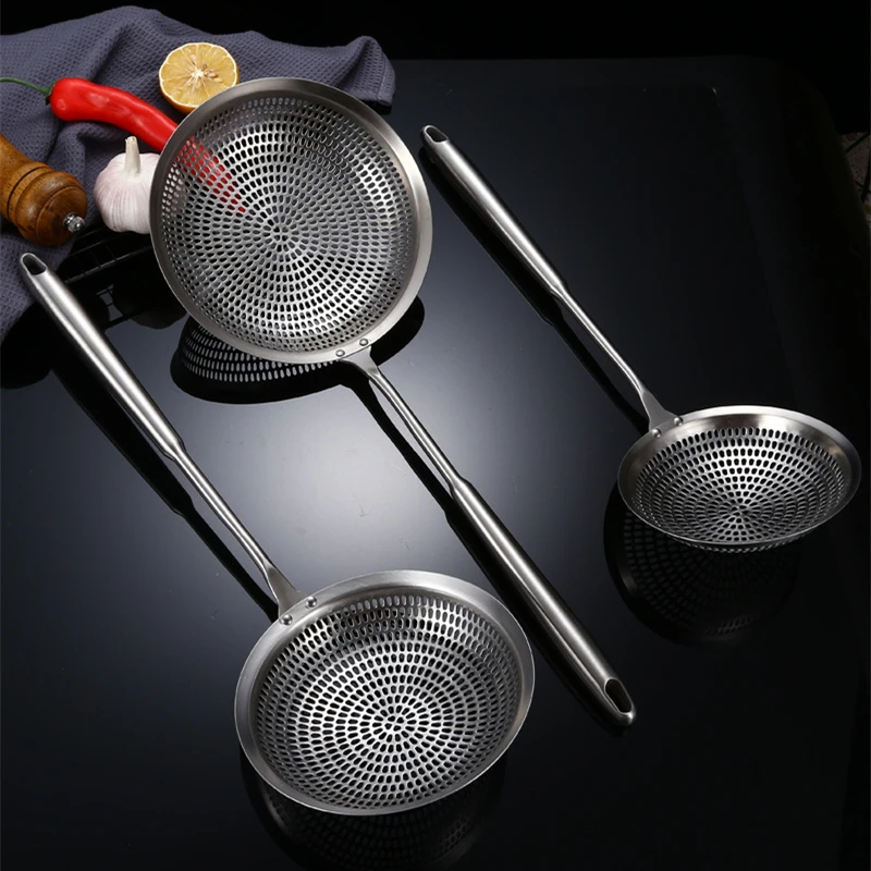 Stainless Steel Large Colander Tableware Long Handle Skimmer French Fries Strainer Home Gadget Kitchen Utensils Cooking Tools