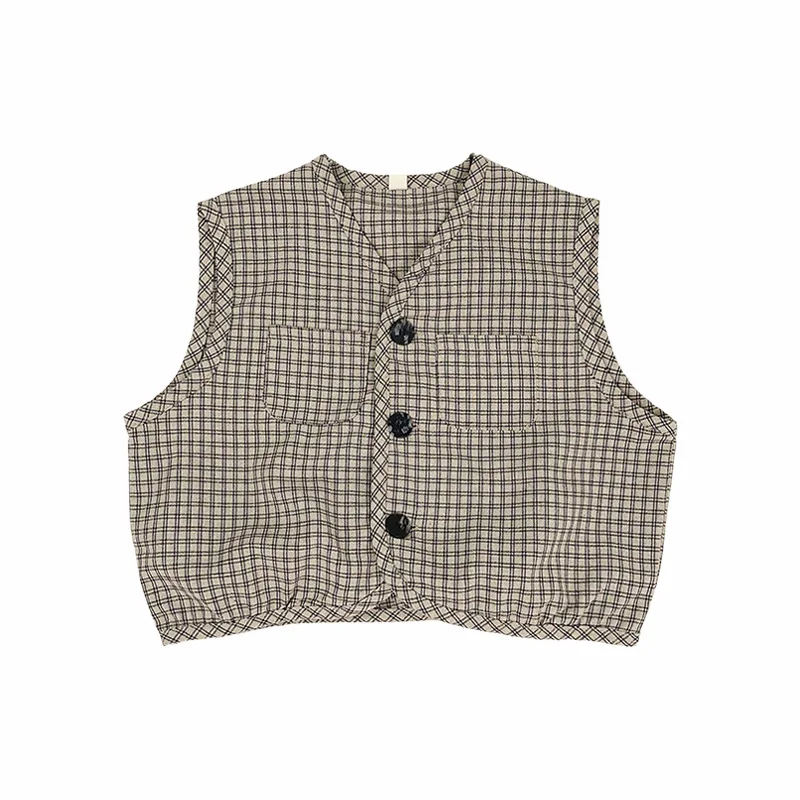 سترة منقوشة واحدة الصدر ربيع الخريف الكورية الجديدة L؛ Oose عارضة جديدة مريحة Grils الفتيان الأطفال