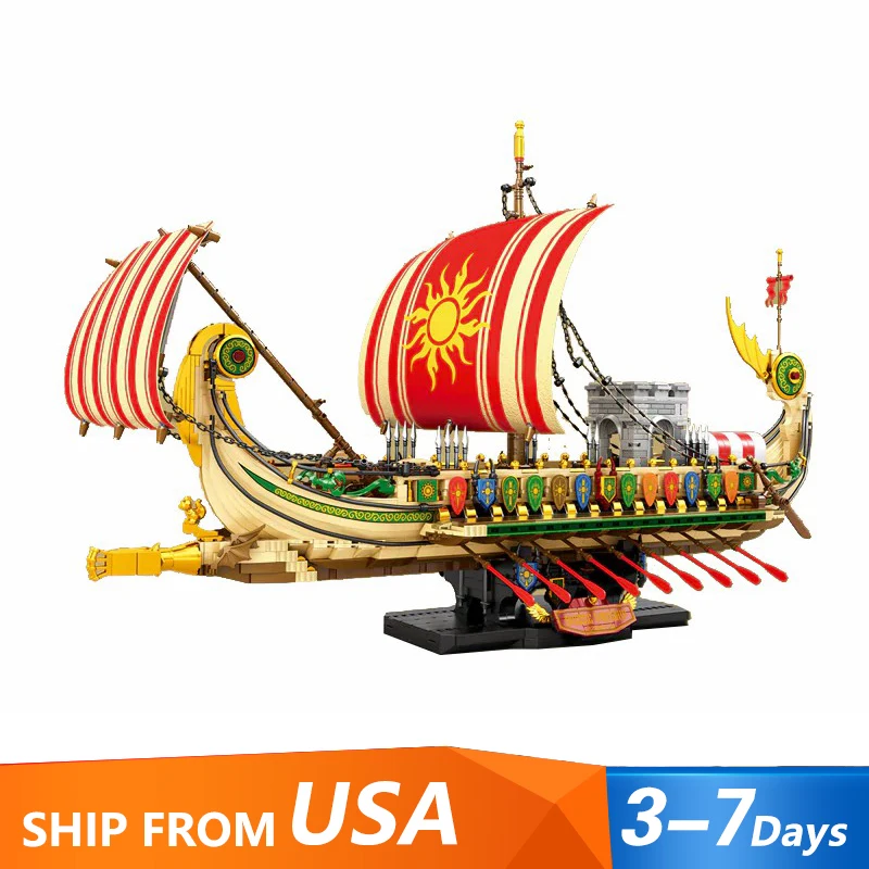 Pirate Ship Series Creek Viking Warship Model Building Blocks Ship Cruisers 2982PCS Building Blocks Brick Puzzle Toys Gift