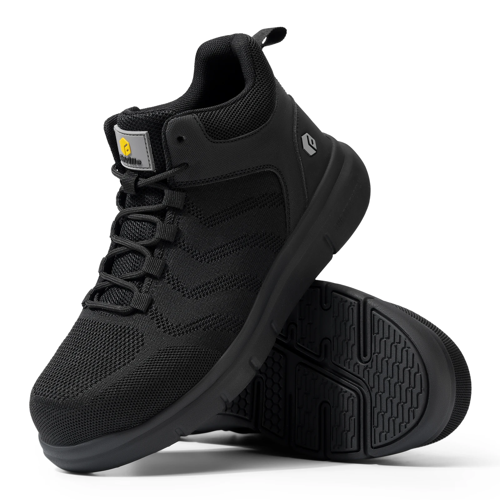 FitVille Men's Safety Work Boots Wide Width Composite Steel Toe Waterproof Antislip High Top Outdoor Shoes for Construction