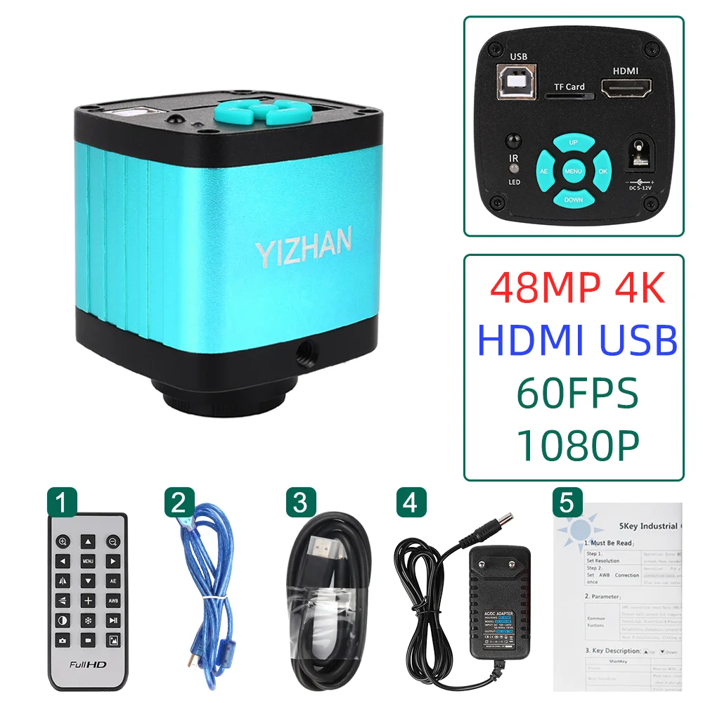 Imagem -04 - Câmera de Vídeo Microscópio Industrial 4k 48mp Hdmi Usb 1130x 150x 180x Zoom Lente c para Soldar Repair Image Image Collectible