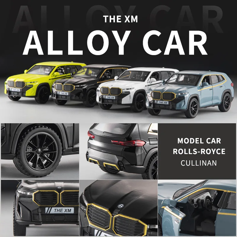 Modelo de coche de aleación XM SUV 1:32, sonido y luz, juguete coleccionable para niños, regalo de cumpleaños