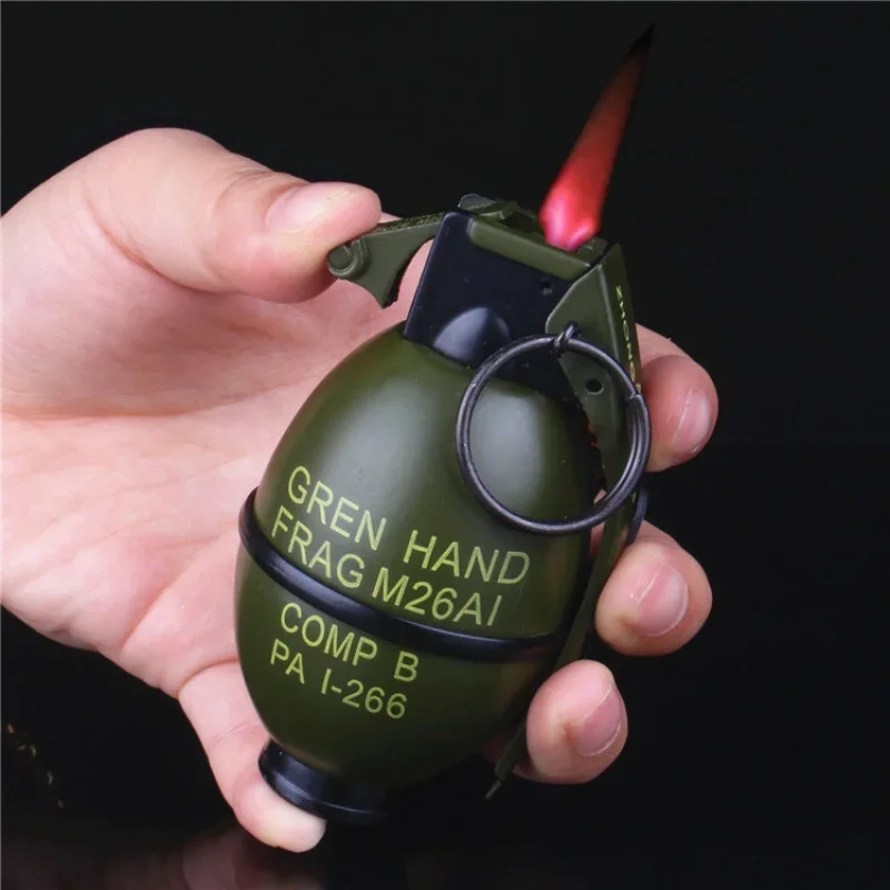 2026 Grenade Model Windproof Lighter for Smokes Red Fire Metal Cigar Igniter Open Flame Cigarette Lighters & Smoking Accessories