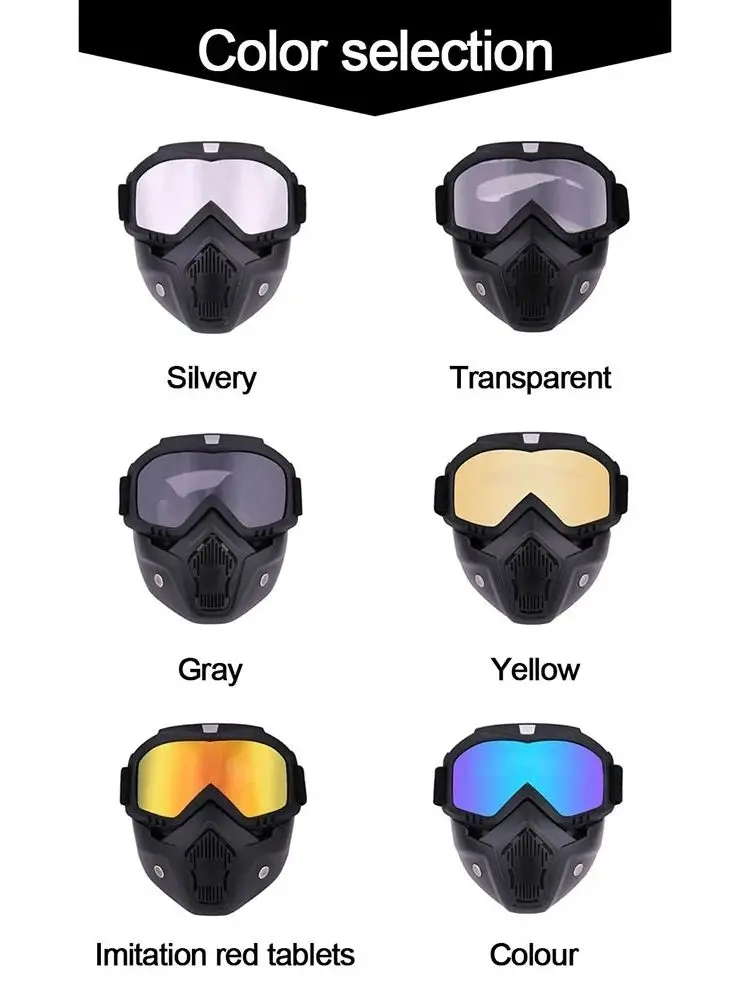 AliExpress NONE 1Pcs Integrated Detachable Riding Face Mask - Windproof, Sandproof, Large Vision & Breathable for Euro-American Riders