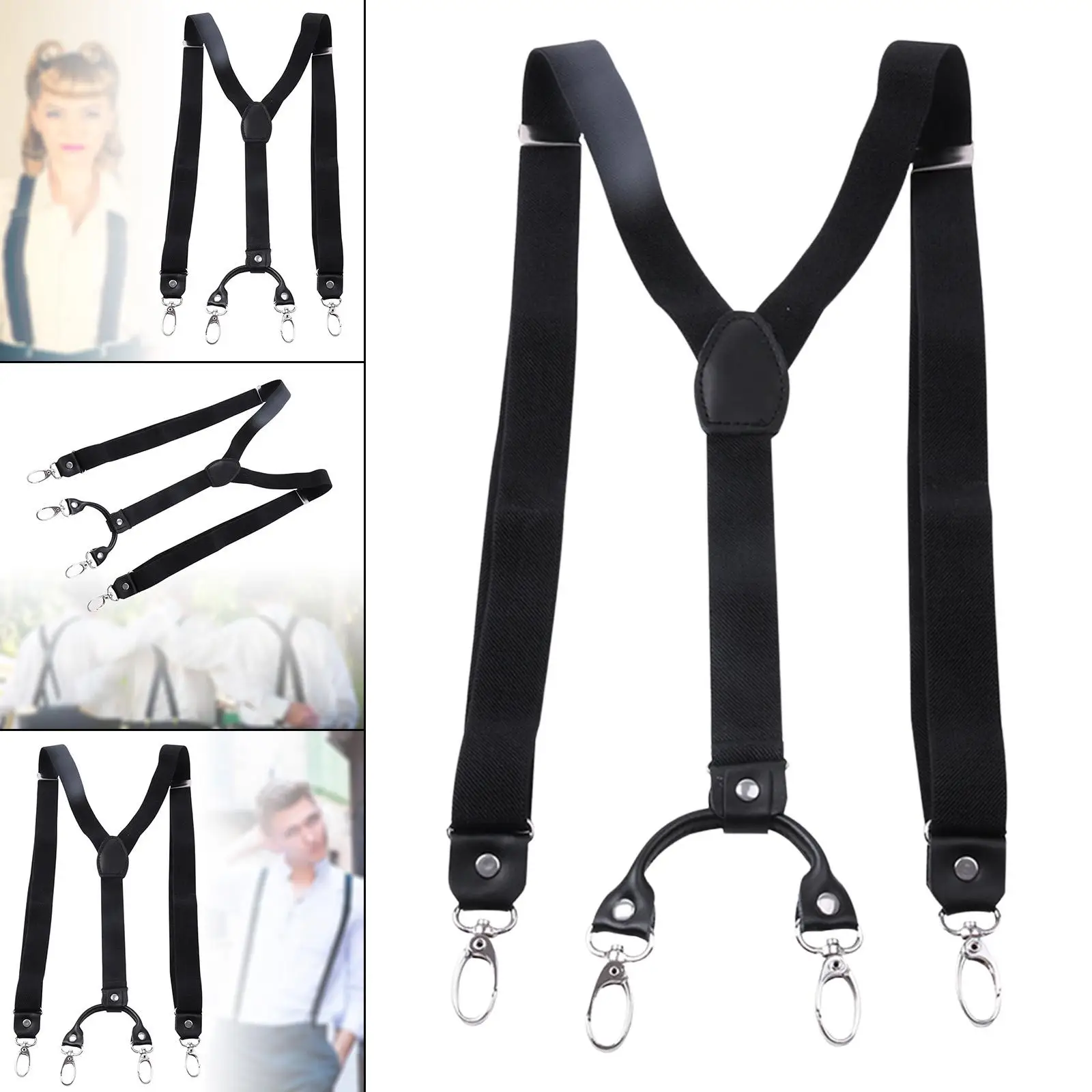 3x мужские подтяжки, регулируемые сверхпрочные эластичные ремни, Y-образные подтяжки на спине, черные