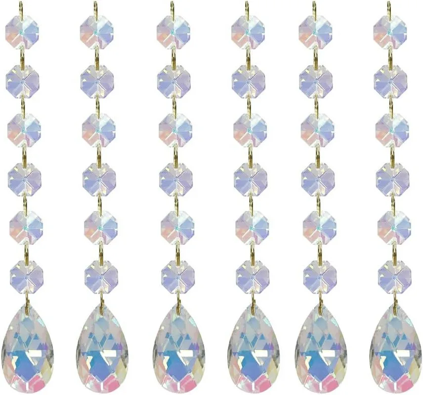 1/5Pcs Chain Crystal Glass Beads Chandelier Pendant Garland Strands Suncatcher Crystal Prisms Hanging Wedding Decor Accessories