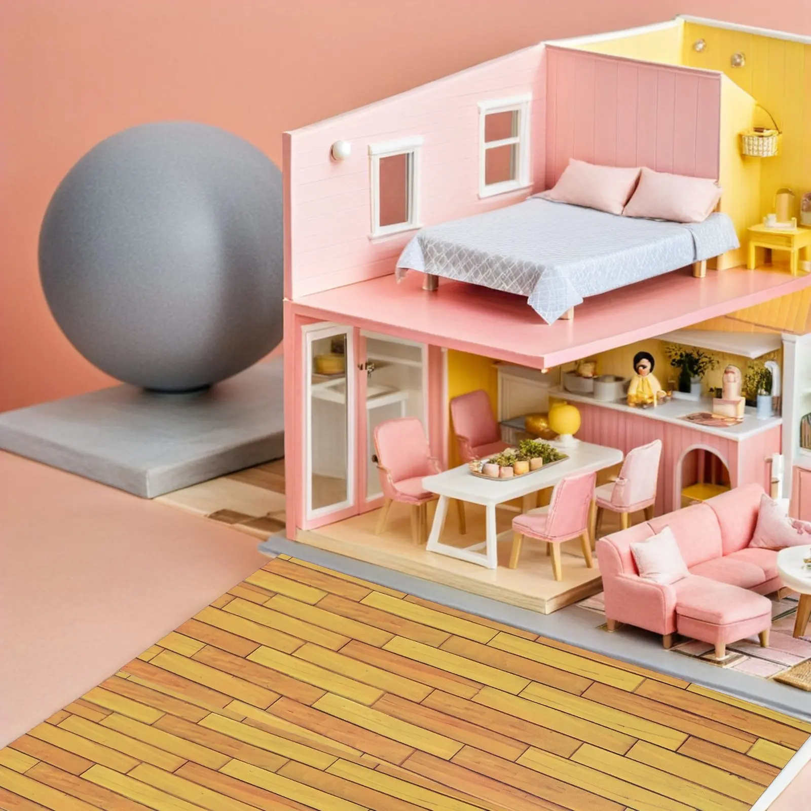 

2 шт. миниатюрных деревянных напольных досок с реалистичным видом твердых пород дерева, легко режутся и устанавливаются, для кукольного домика, кухни, ванной комнаты, гостиной, миниатюрных интерьеров