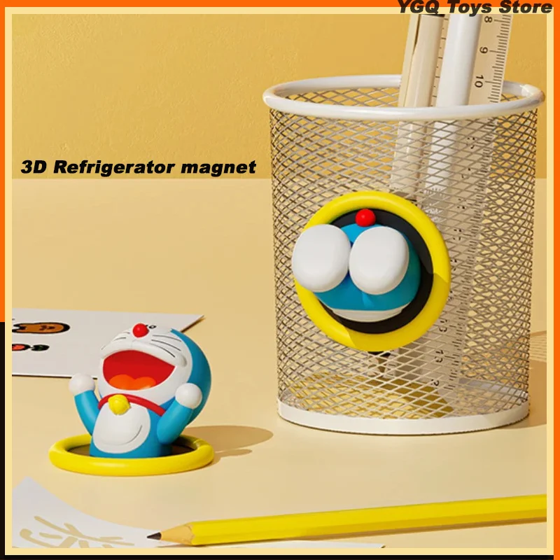 Kawaii 3D Doraemon Pass Circle Refrigerator Magnet Three-Dimensional Creative Cartoon Cute Refrigerator Magnet Home Decor Gift