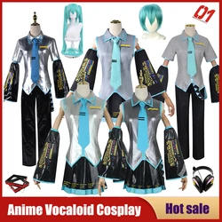 Anime Vocaloid Cosplay Japan Midi Dress Beginner Miku Female Outfit Costume Headwear Christmas Party Male Cos Wig Fullset Cloth