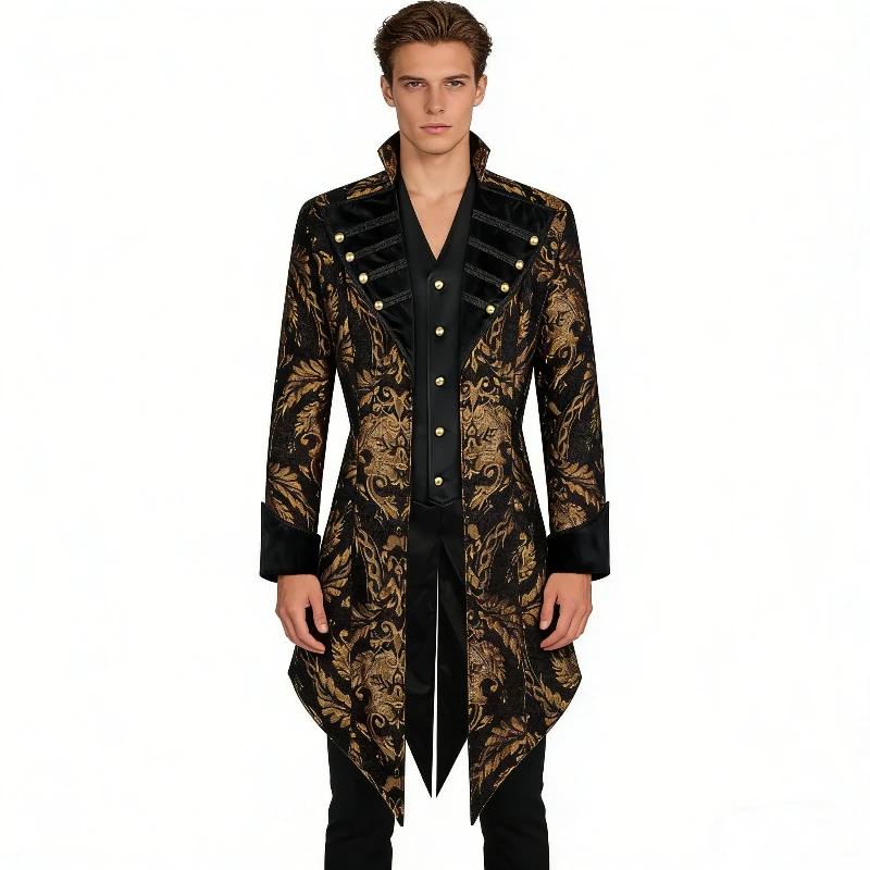 

AP Men Renaissance Gothic Pirate Cosplay Coat Steampunk Vintage Medieval Party Stage Performance Victorian Tailcoat Jacket