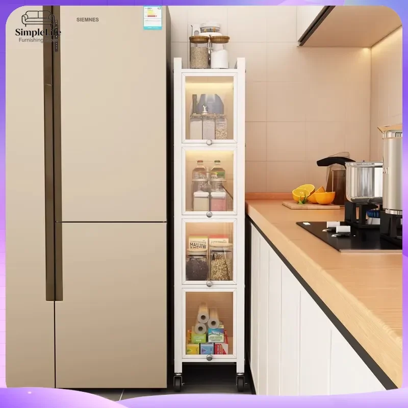 Space Aluminum Kitchen Cart with Wheels Rolling Storage Rack for Small Spaces Narrow Gap Organizer Next to Fridge Multi-Tier