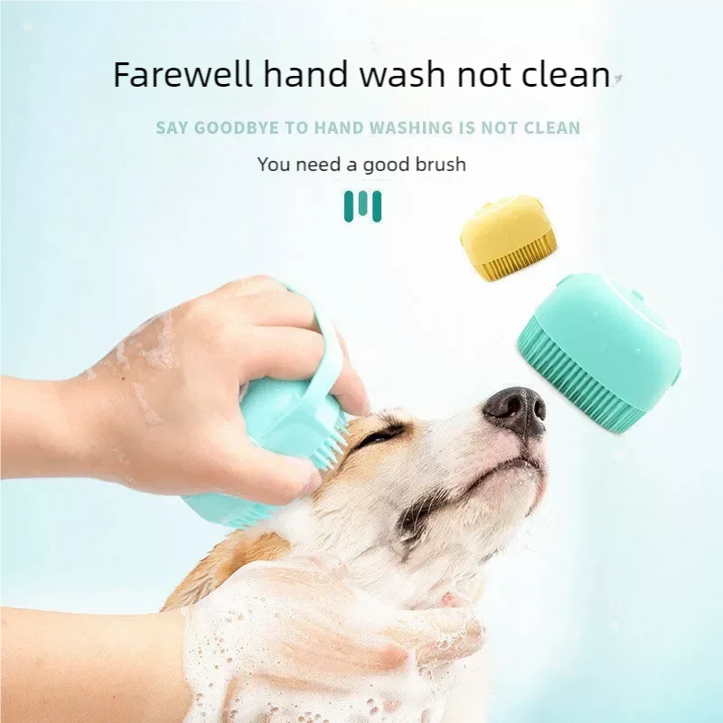 Dog Bathing Brush with Shampoo Dispenser, Soft Silicone Rubber Bristle Pet Massage Brush, Multifunctional Shower Grooming Tool for Dogs and Cats Pet Bath Supplies
