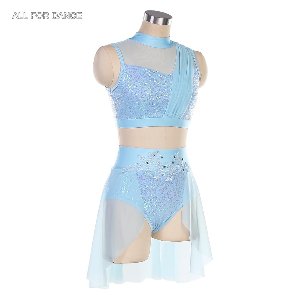 25028 السماء الزرقاء 2 في واحد Squin دنة صد فستان الباليه الكبار الفتيات الباليه وأزياء رقص غنائية ومعاصرة #4