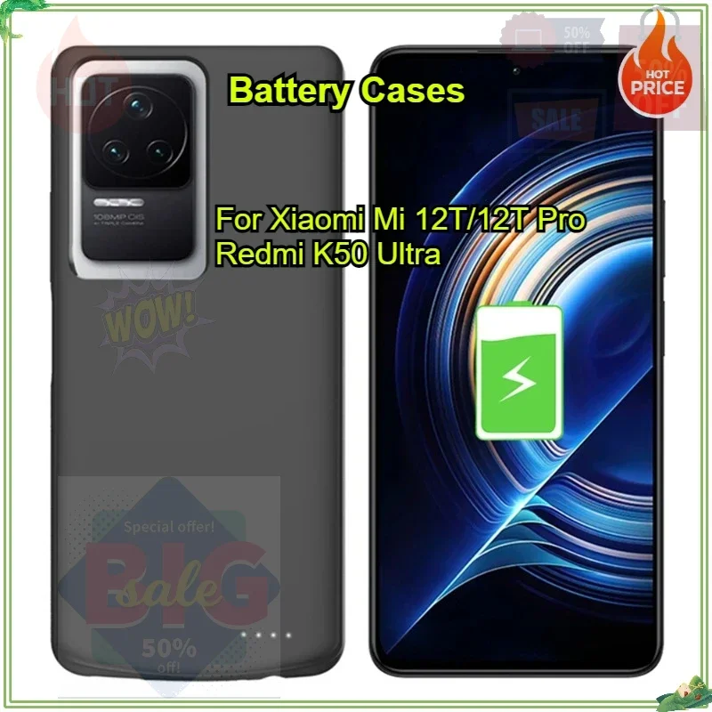 

10000mAh Battery Cases for Xiaomi Mi 12T Pro 12T Charging Cover Portable Charger Power Bank Cover for Redmi K50 Ultra Power Case