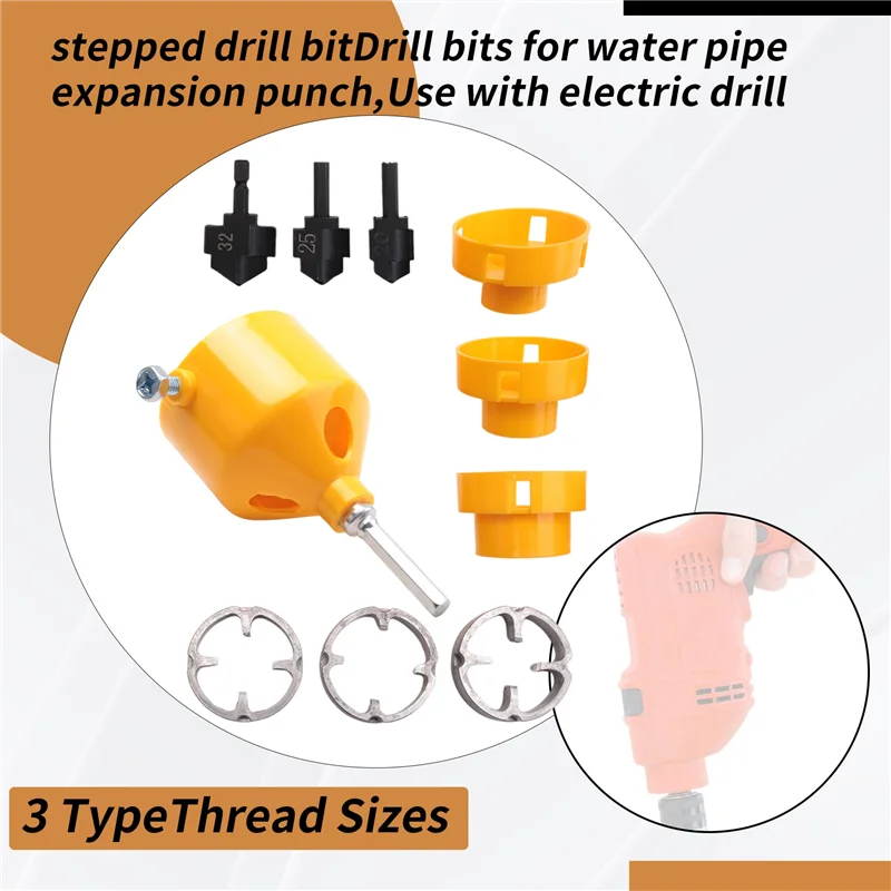 A04G-PPR Drill Bit Pipe Threader Plumbing Tool Kit With PVC Pipe Threader Plastic Pipe Round Die Set Plumbing Repair Tools