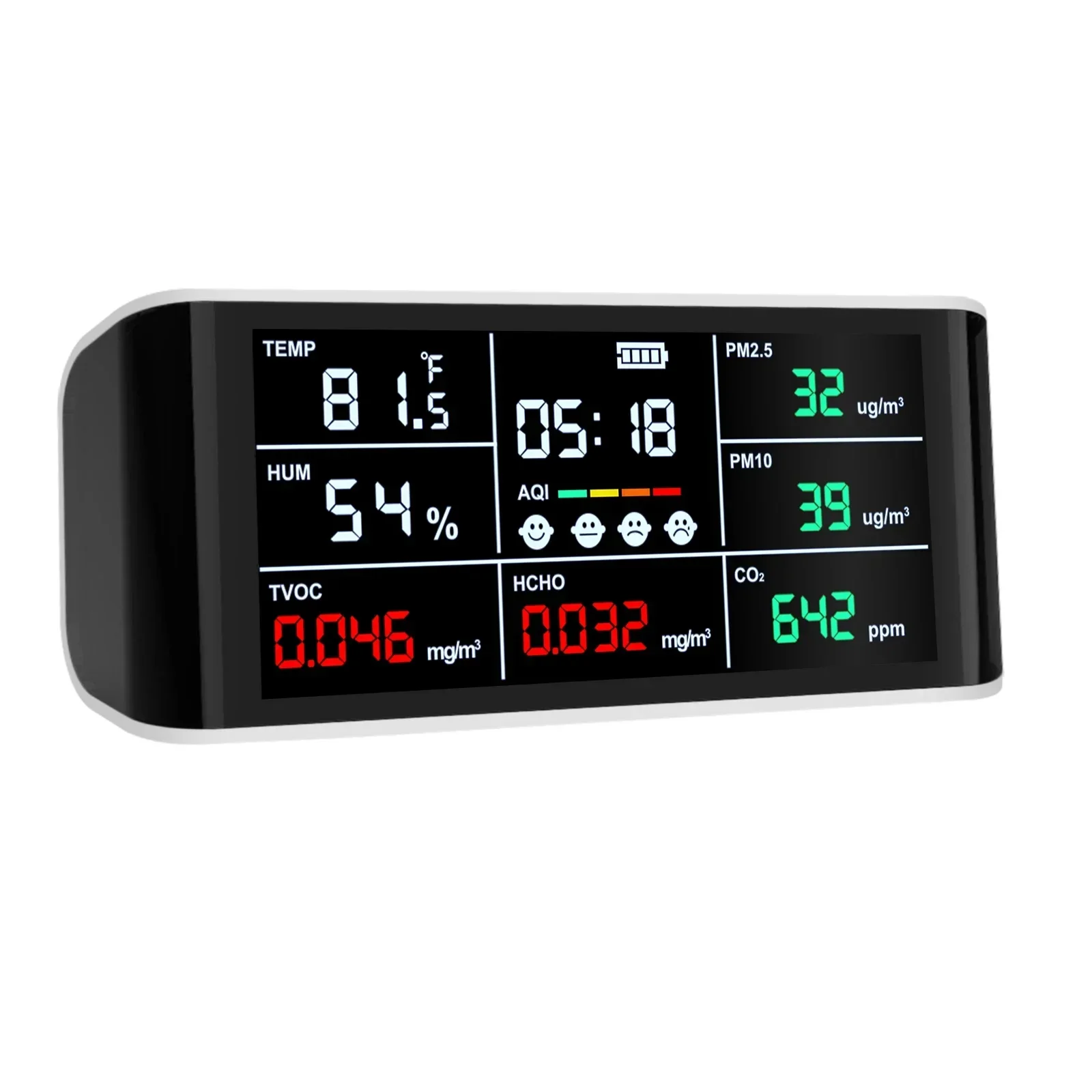 2026/Co2 Meter Detector w/ NDIR Sensor Air Quality ing 9-in-1 Portable Tester CO2, PM2.5/10, HCHO, TVOC, AQI, Temperature