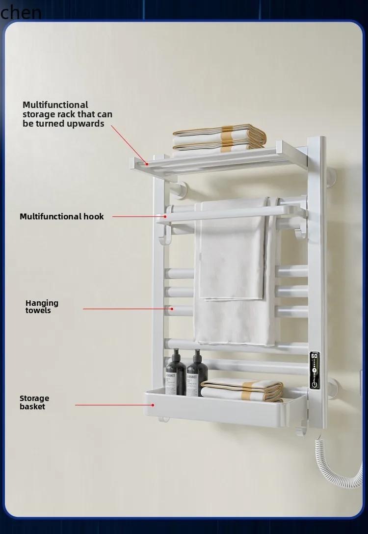 LXC portasciugamani elettrico asciugatura e disinfezione bagno domestico senza perforazione porta asciugamani riscaldanti per tutta la macchina