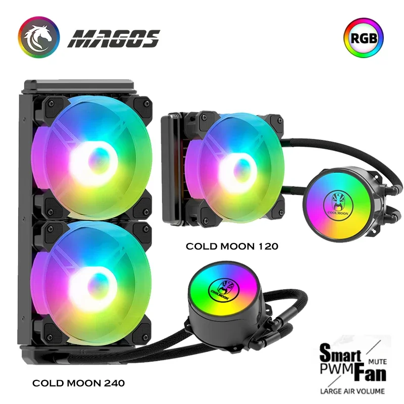 CoolMoon AIO CPU Water Cooler 1700 Liquid CPU Cooler AM5, 120 240 Water Cooling Intel/AMD 1200/115X/AM3/AM4 5V RGB SYNC