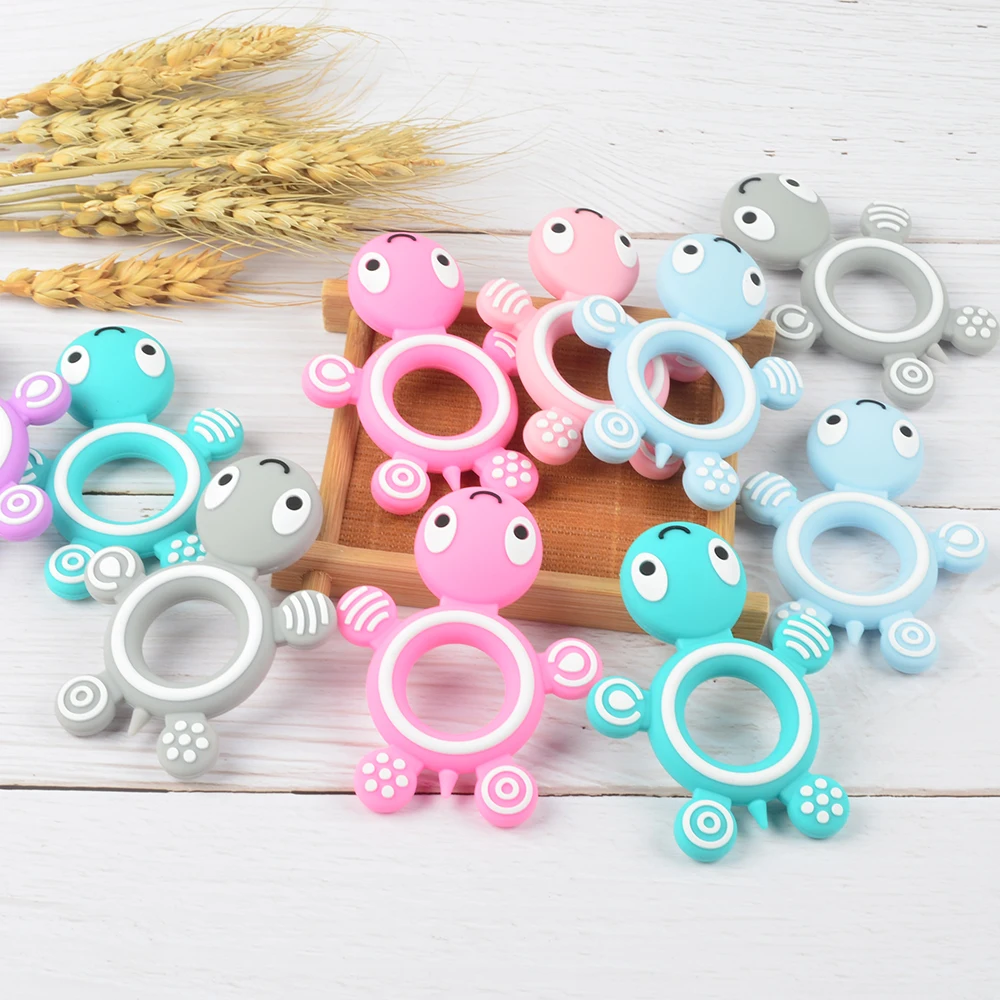 Turtle Silicone Baby Teether Cartoon Animal BPA Free beads Teething Necklace DIY Shower Food Grade Silicone Teether