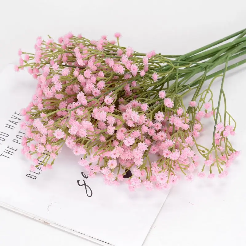 2Pcs 60cm Baby's Breath Artificial Flowers PU Plastic Gypsophila DIY Wedding Bouquets Floral Arrangement Party Home Decoration