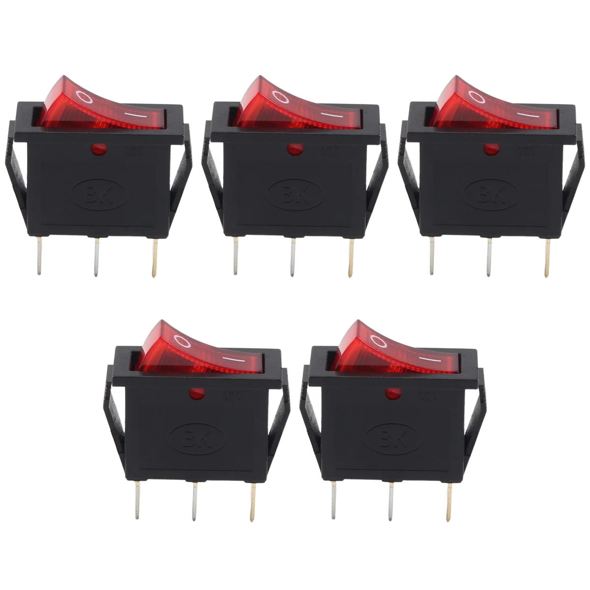 SSR AC 16A/250V 20A/125V الضوء الأحمر مضيئة على إيقاف SPST قارب الروك التبديل × 5 قطعة