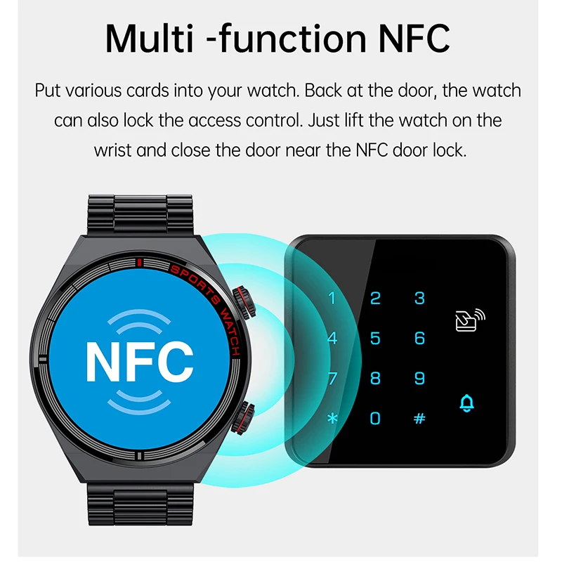 防水スマートスポーツウォッチ,iOS, Android, ECG, PPG,Bluetooth通話,NFC, GPS相互接続,男性用
