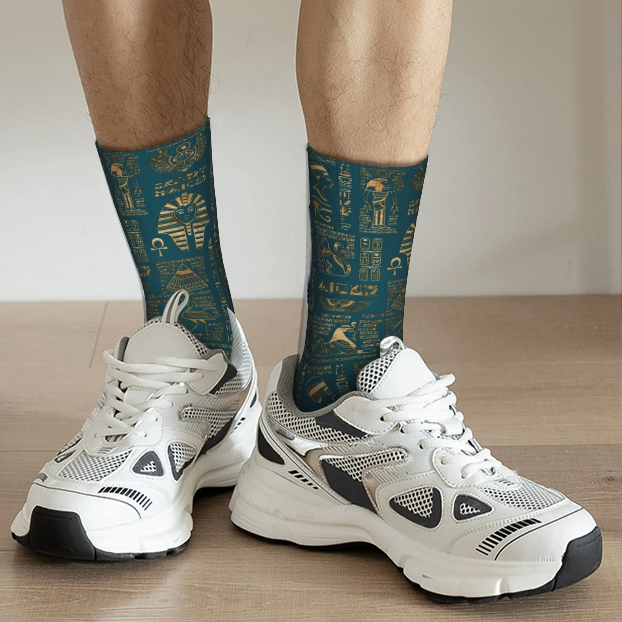 Custom Kawaii Egyptian Hieroglyphs And Deities Socks Men Women Warm 3D Printed Ancient Egypt Pharaoh Football Sports Socks view 5