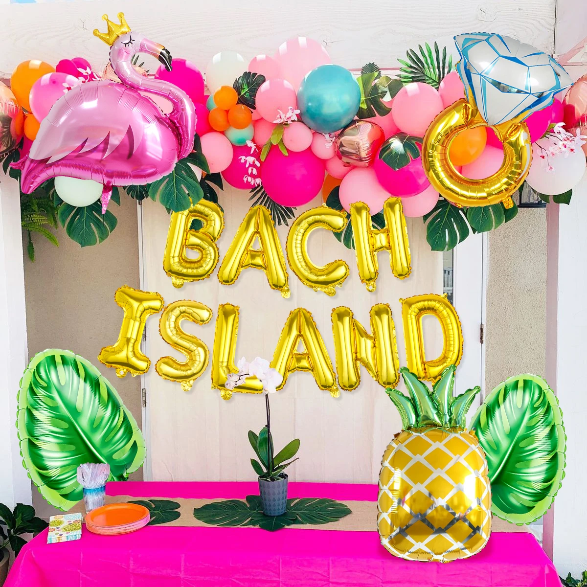 15pcs Flamingo-Themed Balloons,Tropical Island-Themed Bachelorette Party,Flamingo Theme,Summer Event & Celebration Decorations