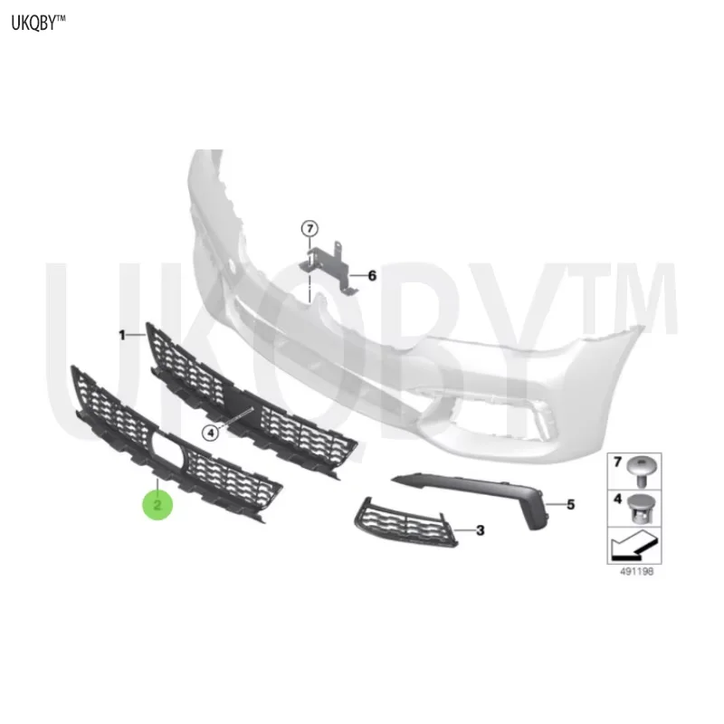 The front of the cover plate towing hook has been primed, and the grille air inlet right sealing cover trim panel left 511180753