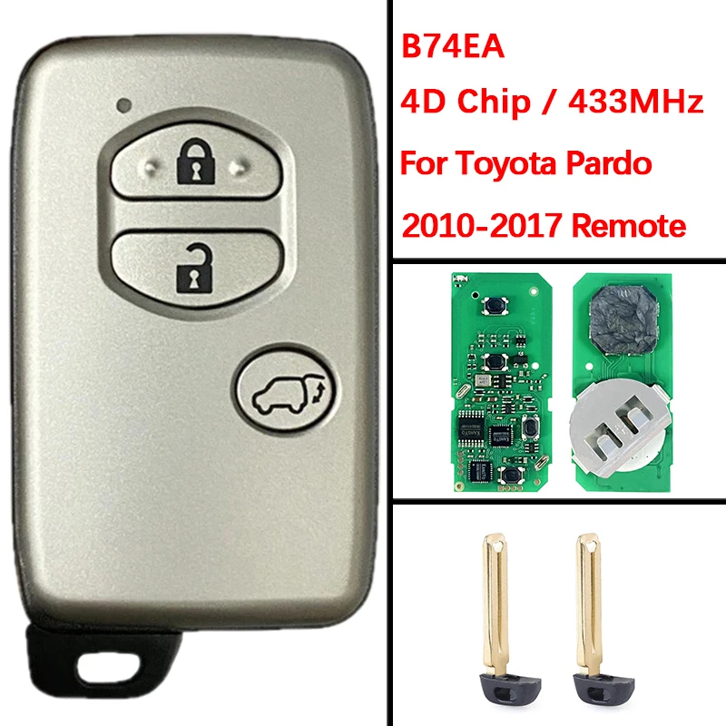 

CN007230 Aftermarket 3-кнопочный смарт-карта, бесконтактный дистанционный брелок 89904-60540 FCC ID B74EA для Toyota Pardo 2010-2017