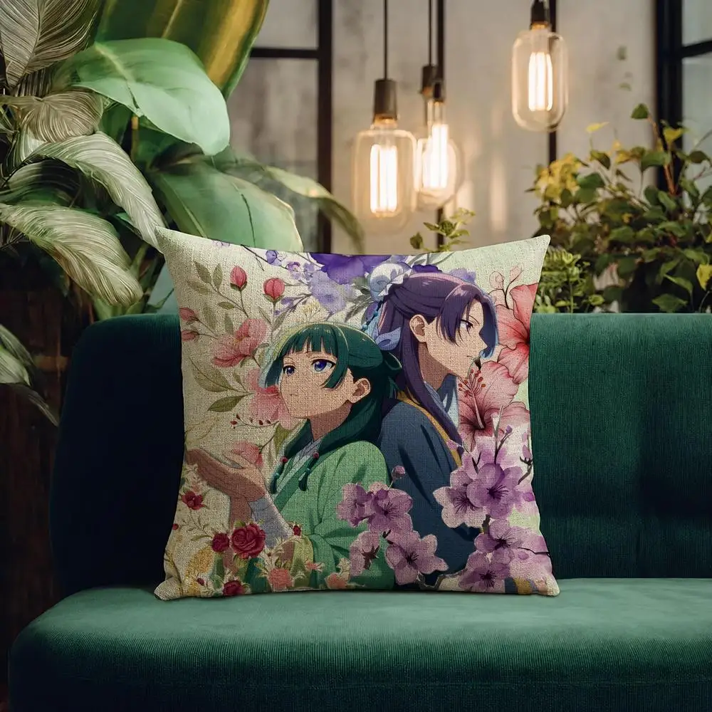 Anime The Apothecary Diaries Cushion Cover Natural Linen Pillowcase Set All-in-One Decor Cushion Cover for Sofa Bedroom Chair